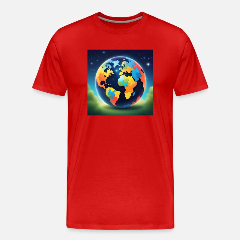Autism World - Männer Premium Bio T-Shirt - Rot