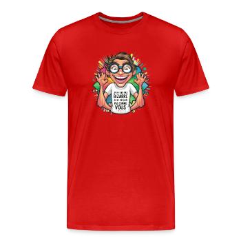 Ich bin nicht komisch, ich bin nicht wie du - Männer Premium Bio T-Shirt - Rot - Vorne - Damien (186cm)
