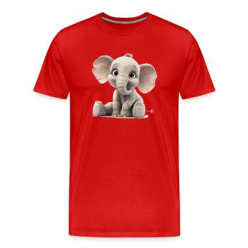 Kleiner junger, lustiger Elefant - Männer Premium Bio T-Shirt - Rot - Vorne - Damien (186cm)