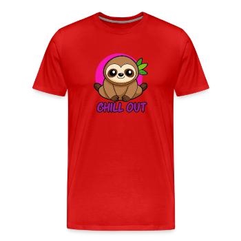 PARESSE. SE DÉTENDRE - T-shirt bio Premium Homme - rouge - Devant - Damien (186cm)