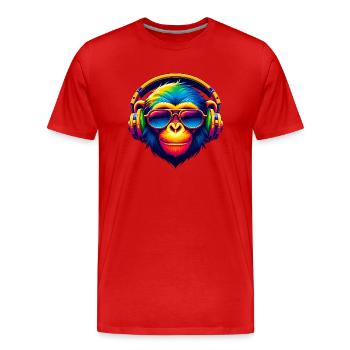 DJ Groove Monkey - Men's Premium Organic T-Shirt - red - Front - Damien (186cm)