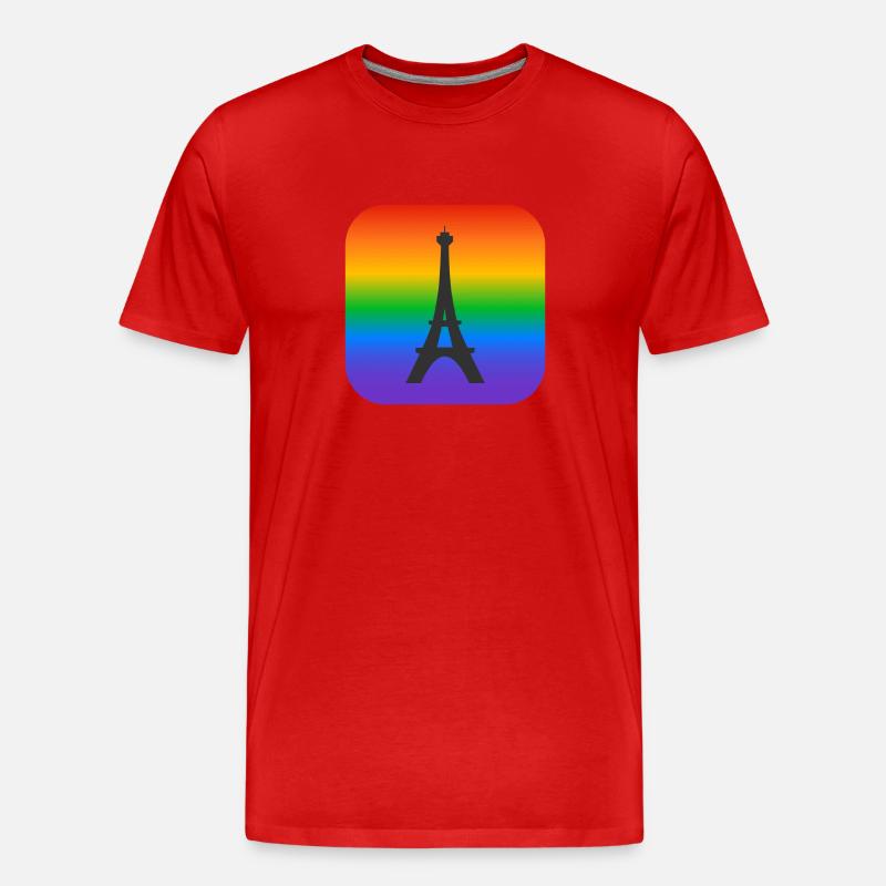 Pariser Regenbogen-Eiffelturm - Männer Premium Bio T-Shirt - Rot