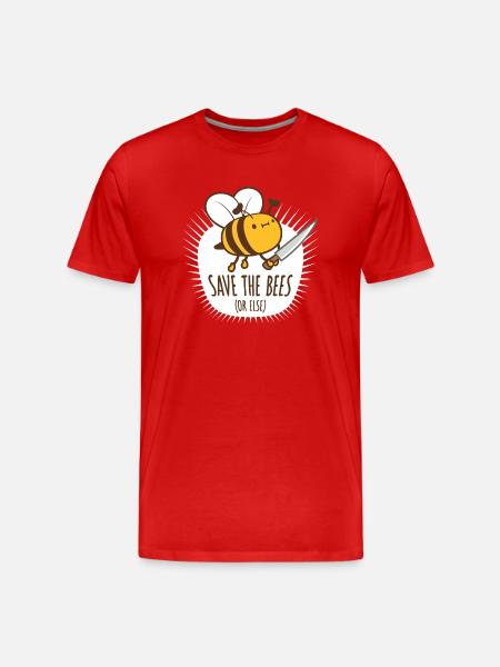 Save The Bees Or Else Knife Fun Cute Bee Beekeeper - Men's Premium Organic T-Shirt - red