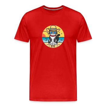 chat été - T-shirt bio Premium Homme - rouge - Devant - Damien (186cm)