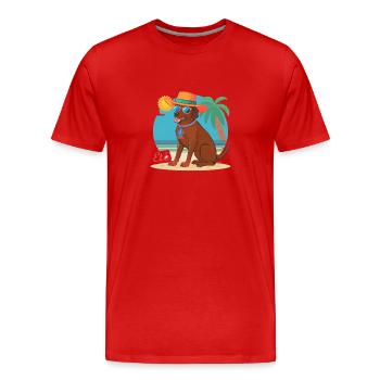 DOG AT THE BEACH - Men's Premium Organic T-Shirt - red - Front - Damien (186cm)
