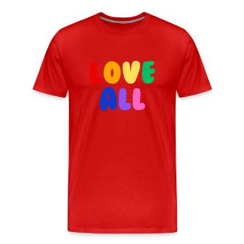 Love all Pride - Männer Premium Bio T-Shirt - Rot - Vorne - Damien (186cm)