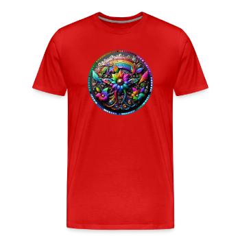 Fleur arc-en-ciel mécanique 3 - T-shirt bio Premium Homme - rouge - Devant - Damien (186cm)