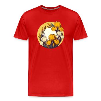 Iris jaunes rétro - T-shirt bio Premium Homme - rouge - Devant - Damien (186cm)