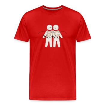 Geschwister - Bruder Design - Männer Premium Bio T-Shirt - Rot - Vorne - Damien (186cm)