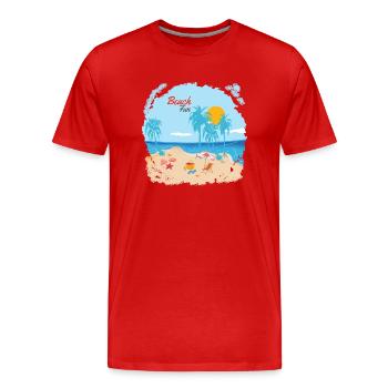 Strandspaß - Männer Premium Bio T-Shirt - Rot - Vorne - Damien (186cm)