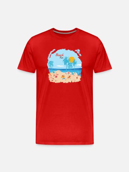 Strandspaß - Männer Premium Bio T-Shirt - Rot