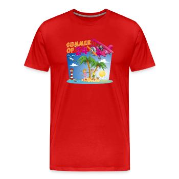 L’été coloré de 2024 - T-shirt bio Premium Homme - rouge - Devant - Damien (186cm)