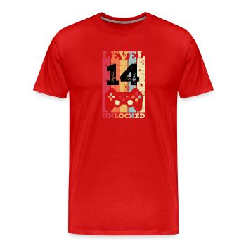 14. Geburtstag 14 Jahre Gamer - Männer Premium Bio T-Shirt - Rot - Vorne - Damien (186cm)