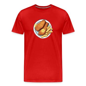 Schnitzel with fries and a slice of lemon - Men's Premium Organic T-Shirt - red - Front - Damien (186cm)