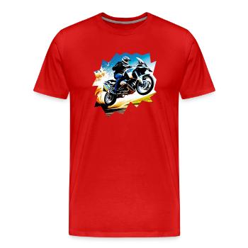 Fliegendes Motorrad - Männer Premium Bio T-Shirt - Rot - Vorne - Damien (186cm)