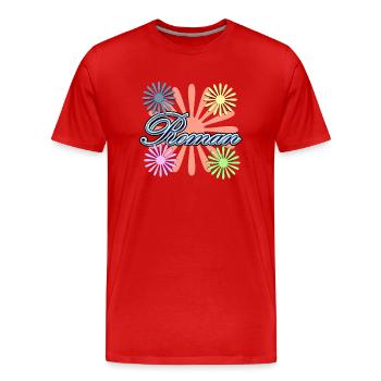 Romain2 - T-shirt bio Premium Homme - rouge - Devant - Damien (186cm)