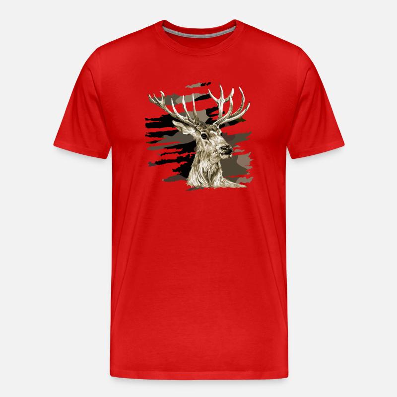 Hirsch - Männer Premium Bio T-Shirt - Rot