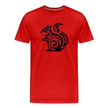 Kleines Baby Eichhörnchen in Tattoo Style - Männer Premium Bio T-Shirt - Rot - Vorne - Damien (186cm)