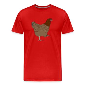 Chicken - Men's Premium Organic T-Shirt - red - Front - Damien (186cm)