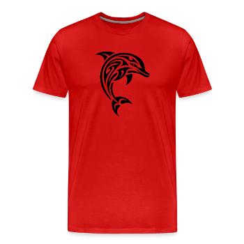 Élégant Jumping Tattoo Grand dauphin - T-shirt bio Premium Homme - rouge - Devant - Damien (186cm)
