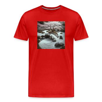 Japan Vintage Zen Garden Cherry Blossom - Men's Premium Organic T-Shirt - red - Front - Damien (186cm)