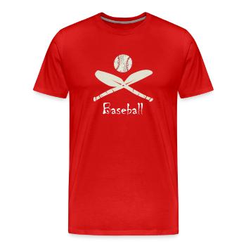 Baseball und Schläger - Männer Premium Bio T-Shirt - Rot - Vorne - Damien (186cm)