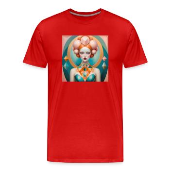 Aurora, peinture numérique - T-shirt bio Premium Homme - rouge - Devant - Damien (186cm)