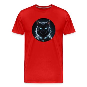 Chat noir - T-shirt bio Premium Homme - rouge - Devant - Damien (186cm)