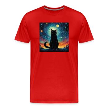 Schwarze Katze Black Cat - Men's Premium Organic T-Shirt - red - Front - Damien (186cm)