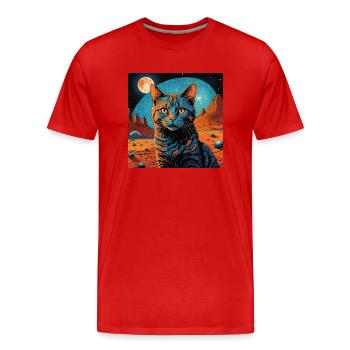 Dreifarbige Katze Glückskatze - Männer Premium Bio T-Shirt - Rot - Vorne - Damien (186cm)