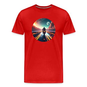 Motorcyclist Sunrise - Men's Premium Organic T-Shirt - red - Front - Damien (186cm)