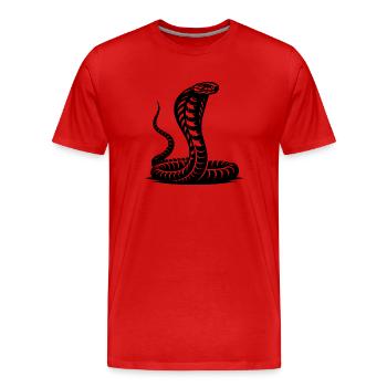 Schlange Cobra Nackenschild Drohhaltung Design - Männer Premium Bio T-Shirt - Rot - Vorne - Damien (186cm)