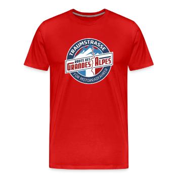 Dream road RdGA for motorcyclists - Men's Premium Organic T-Shirt - red - Front - Damien (186cm)