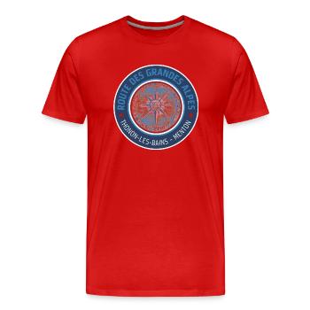 Route des Grandes Alpes | Rosette 2c - Men's Premium Organic T-Shirt - red - Front - Damien (186cm)