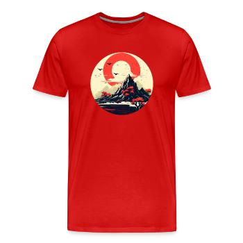 Une montagne au pays du soleil levant - T-shirt bio Premium Homme - rouge - Devant - Damien (186cm)