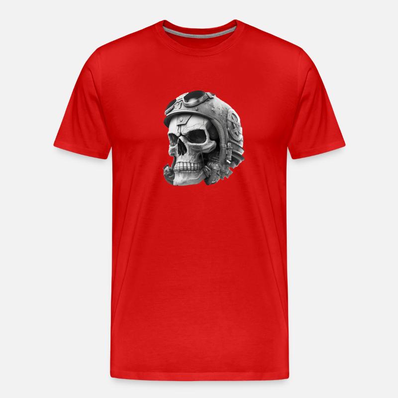 totenschädel mit Helm - Männer Premium Bio T-Shirt - Rot
