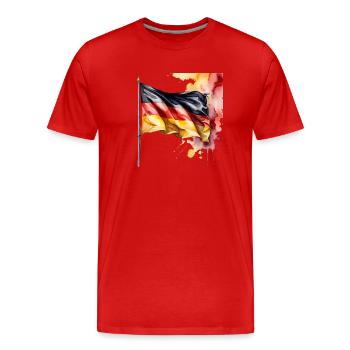 Deutschland Flagge - Männer Premium Bio T-Shirt - Rot - Vorne - Damien (186cm)