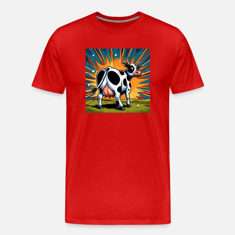 Kuh von hinten - Männer Premium Bio T-Shirt - Rot