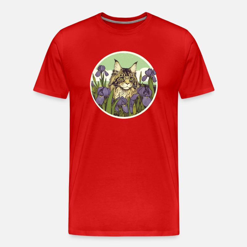 Braun getigerte Katze Iris - Männer Premium Bio T-Shirt - Rot