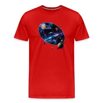 The Origin of the Universe - Men's Premium Organic T-Shirt - red - Front - Damien (186cm)