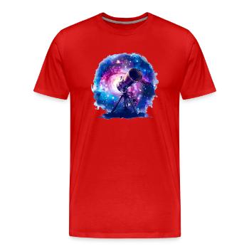 Astronomie mit Teleskopen ist Horizonterweiterung - Männer Premium Bio T-Shirt - Rot - Vorne - Damien (186cm)