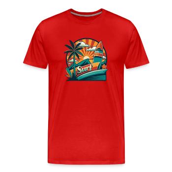 Surfen Logo - Männer Premium Bio T-Shirt - Rot - Vorne - Damien (186cm)