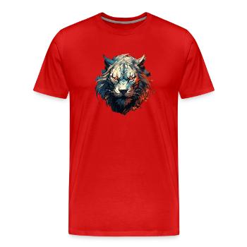 Mode mit Löwenherz - Männer Premium Bio T-Shirt - Rot - Vorne - Damien (186cm)