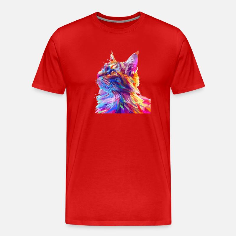 Polygon Katze Comic Style - Männer Premium Bio T-Shirt - Rot