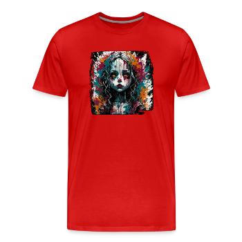 Horror Puppe / Halloween / gruselig / düster - Männer Premium Bio T-Shirt - Rot - Vorne - Damien (186cm)