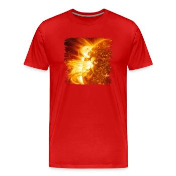 Faszination Sonneneruption - Männer Premium Bio T-Shirt - Rot - Vorne - Damien (186cm)