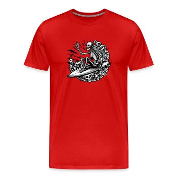 Squelette surfeur - T-shirt bio Premium Homme - rouge - Devant - Damien (186cm)