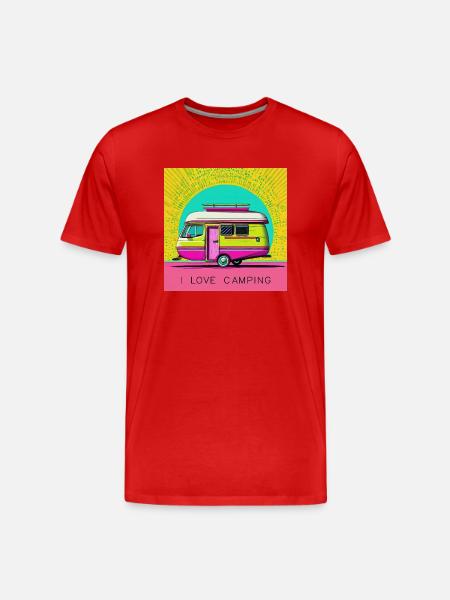 Ich liebe Camping - Männer Premium Bio T-Shirt - Rot