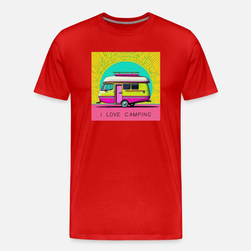 Ich liebe Camping - Männer Premium Bio T-Shirt - Rot