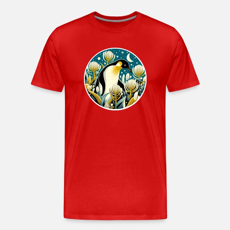 Pinguin-Kunst - Männer Premium Bio T-Shirt - Rot